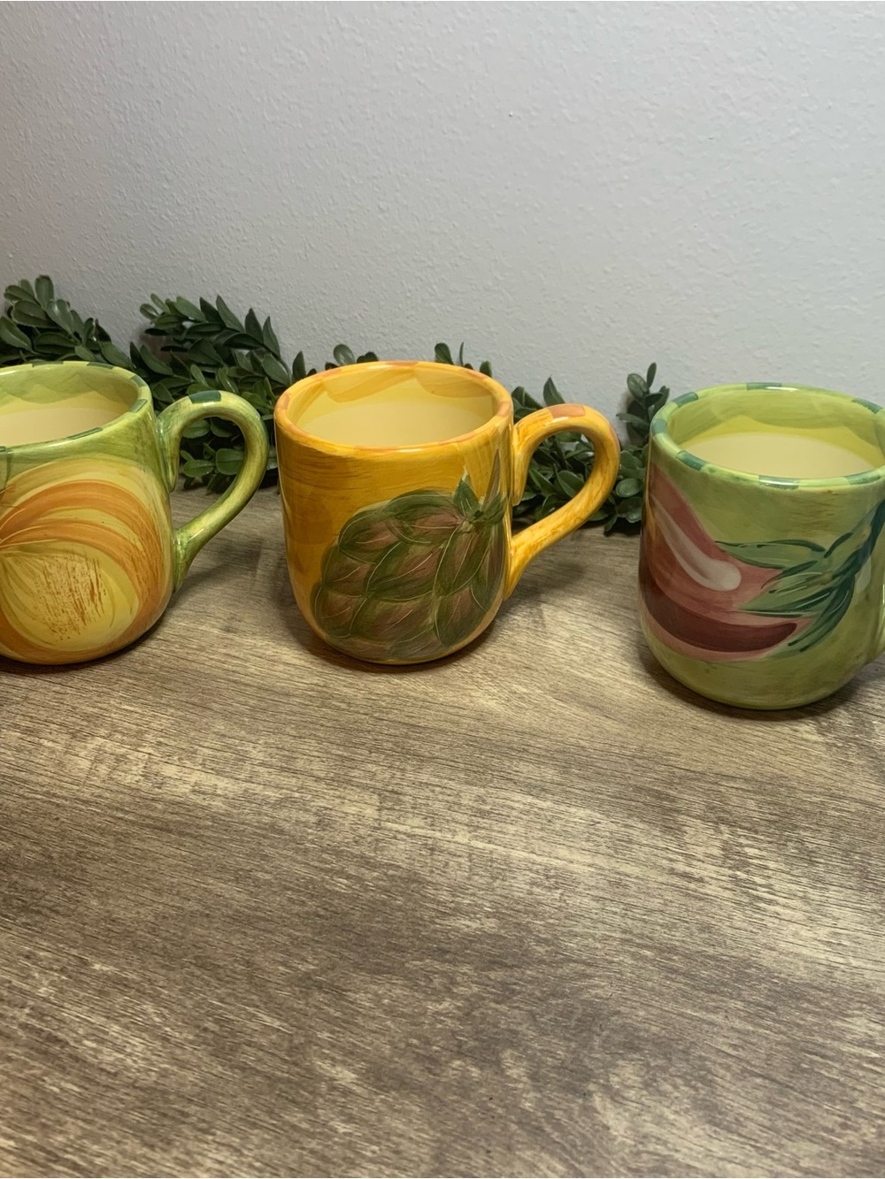 Pfaltzgraff Central Market Mugs Set of 3 Vintage Stoneware Cups